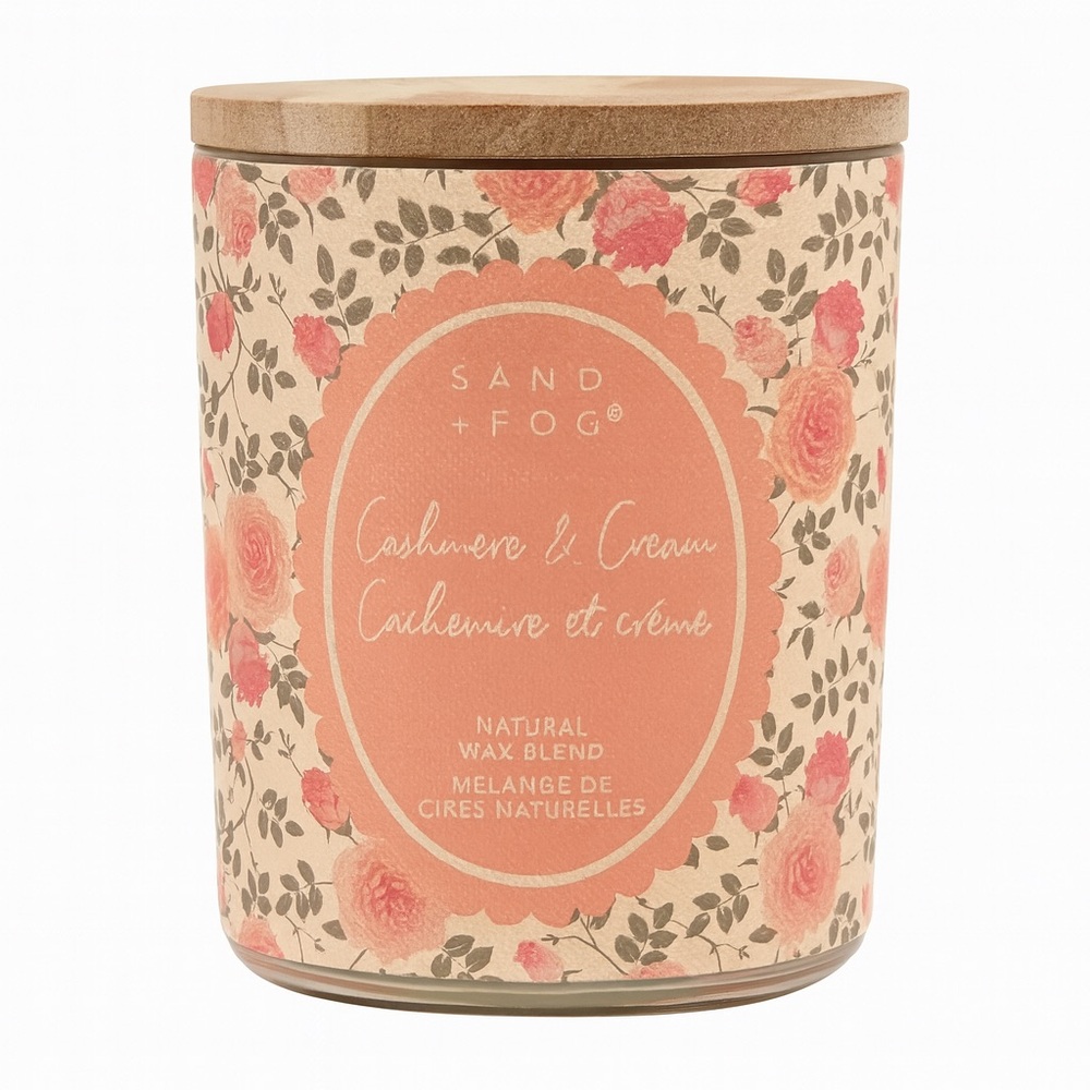 Sand + Fog Cashmere & Cream Candle – 10oz Natural Wax, Wood Lid (New)